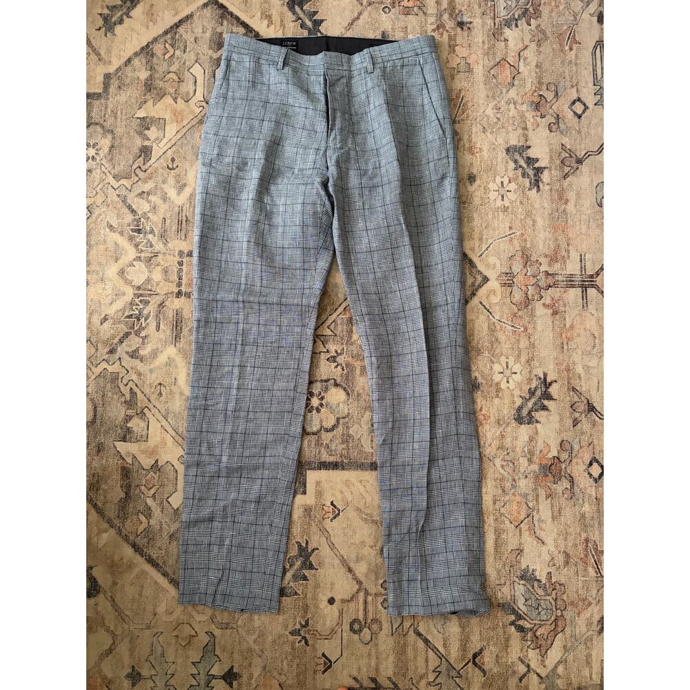 J Crew Thompson Tapered Dress Pants Mens 30x32 Gray Glen Plaid Wool Blend - Picture 1 of 4